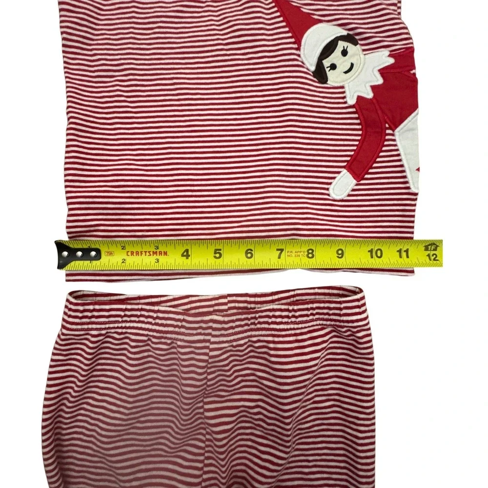 Little Bear Smocks Kids Red White Striped Elf‎ On The Shelf Pajama Set Size 6